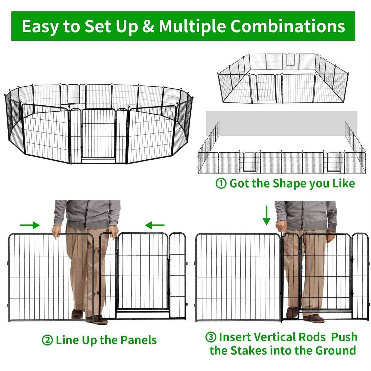 Alternative view of Kfvigoho Dog Playpen Outdoor Panels Heavy Duty Dog Pen Height Puppy Playpen Indoor Anti-Rust Exercise Fence with Doors for Medium/Small Pet