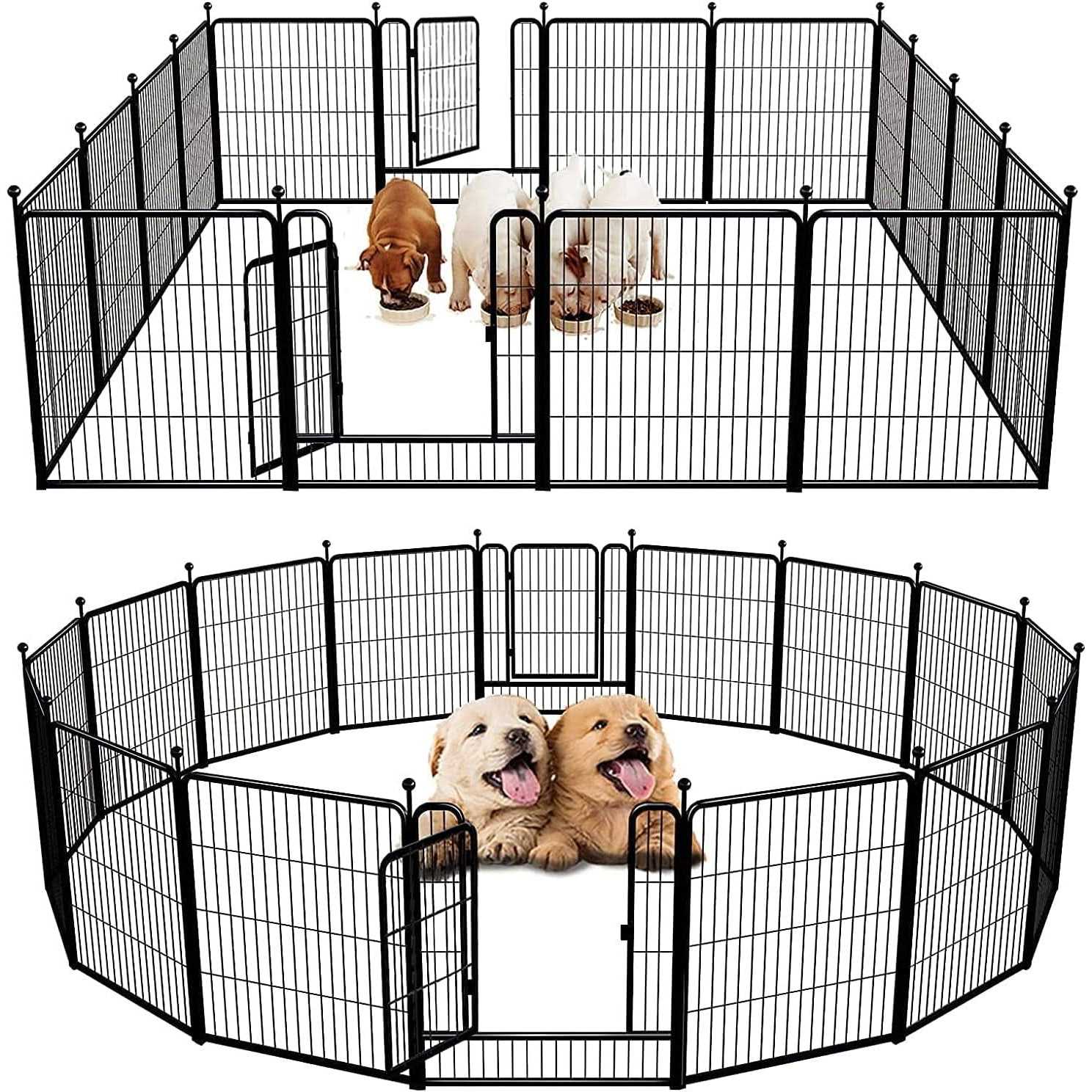 Fxw Rollick Dog Playpen Outdoor Panels Height Dog Fence Exercise Pen with Doors for Medium/Small Dogs