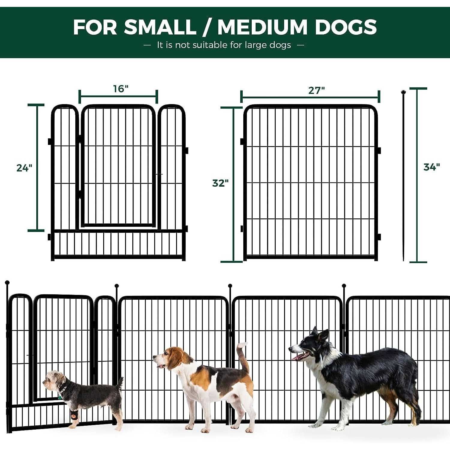 Alternative view of Fxw Rollick Dog Playpen Outdoor Panels Height Dog Fence Exercise Pen with Doors for Medium/Small Dogs