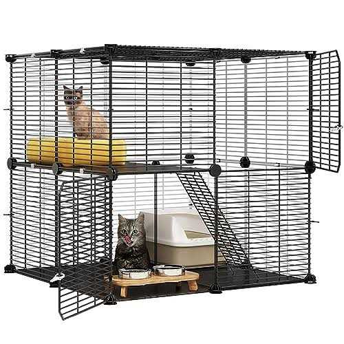 Alternative view of YITAHOME Cat Cage 2 Tier Indoor Cat Kitten Cage DIY Pet Playpen Metal Kennel