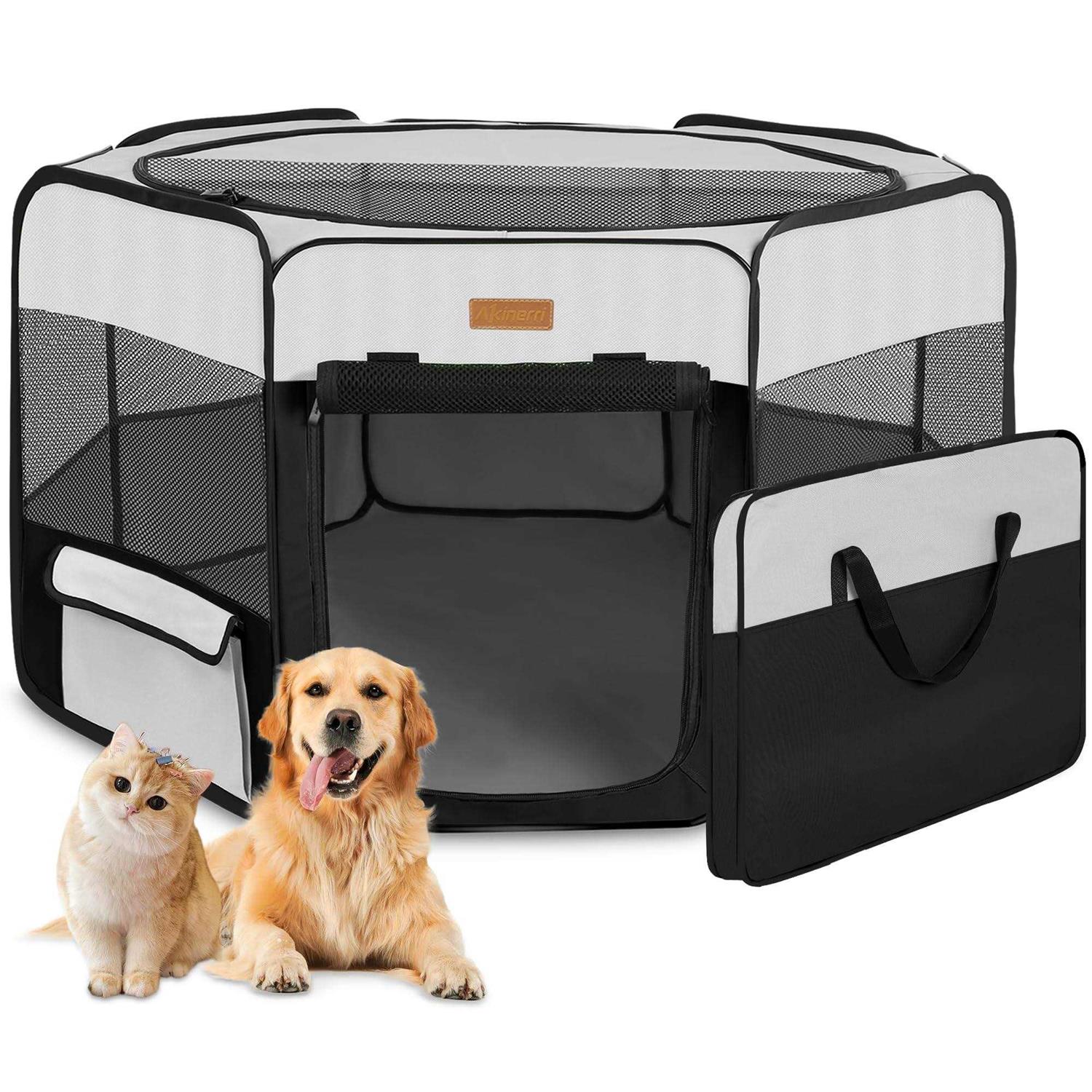 Akinerri Dog Playpen Portable Pet Play Pen for Cat Puppies Rabbits