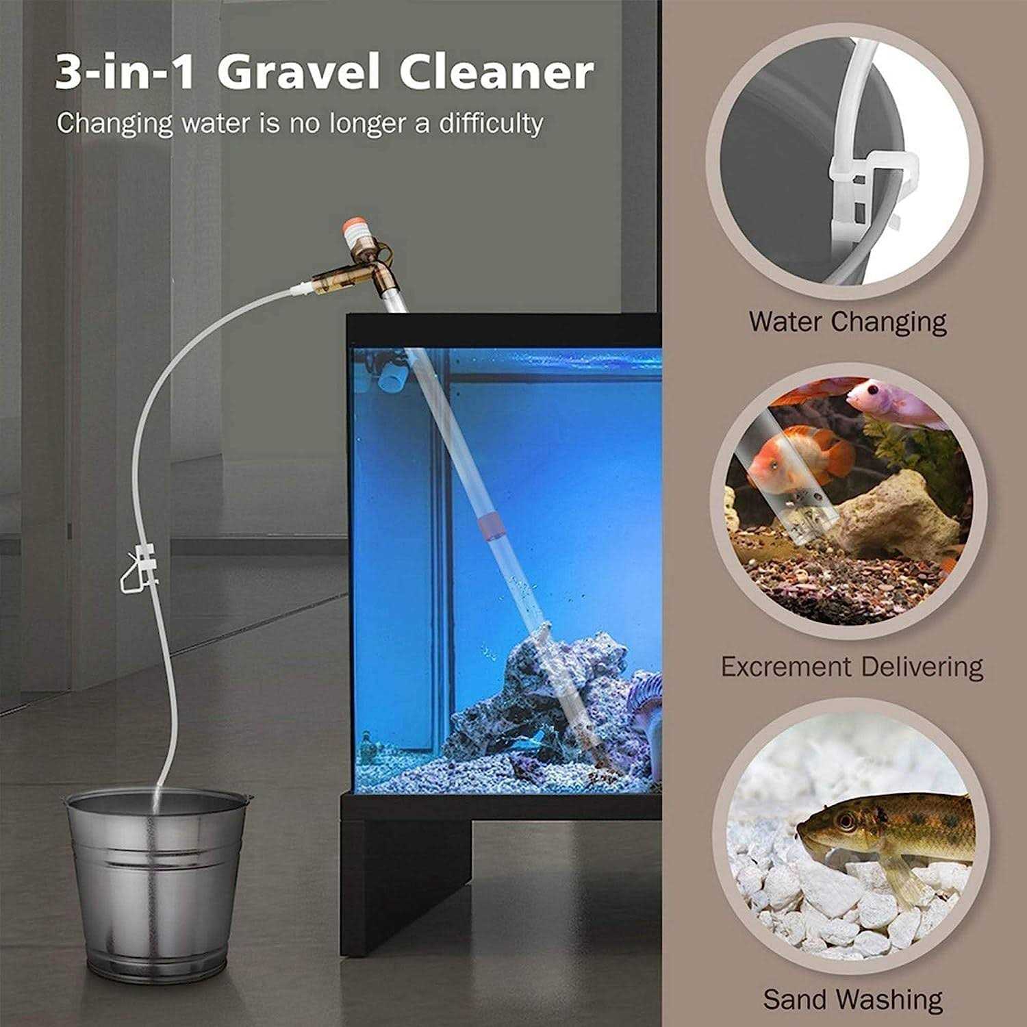 Alternative view of Aquarium Gravel Cleaner Fish Tank Kit Long Nozzle Water Changer for Water Changing and Filter Gravel Cleaning with Air-Pressing Button and Adjustable