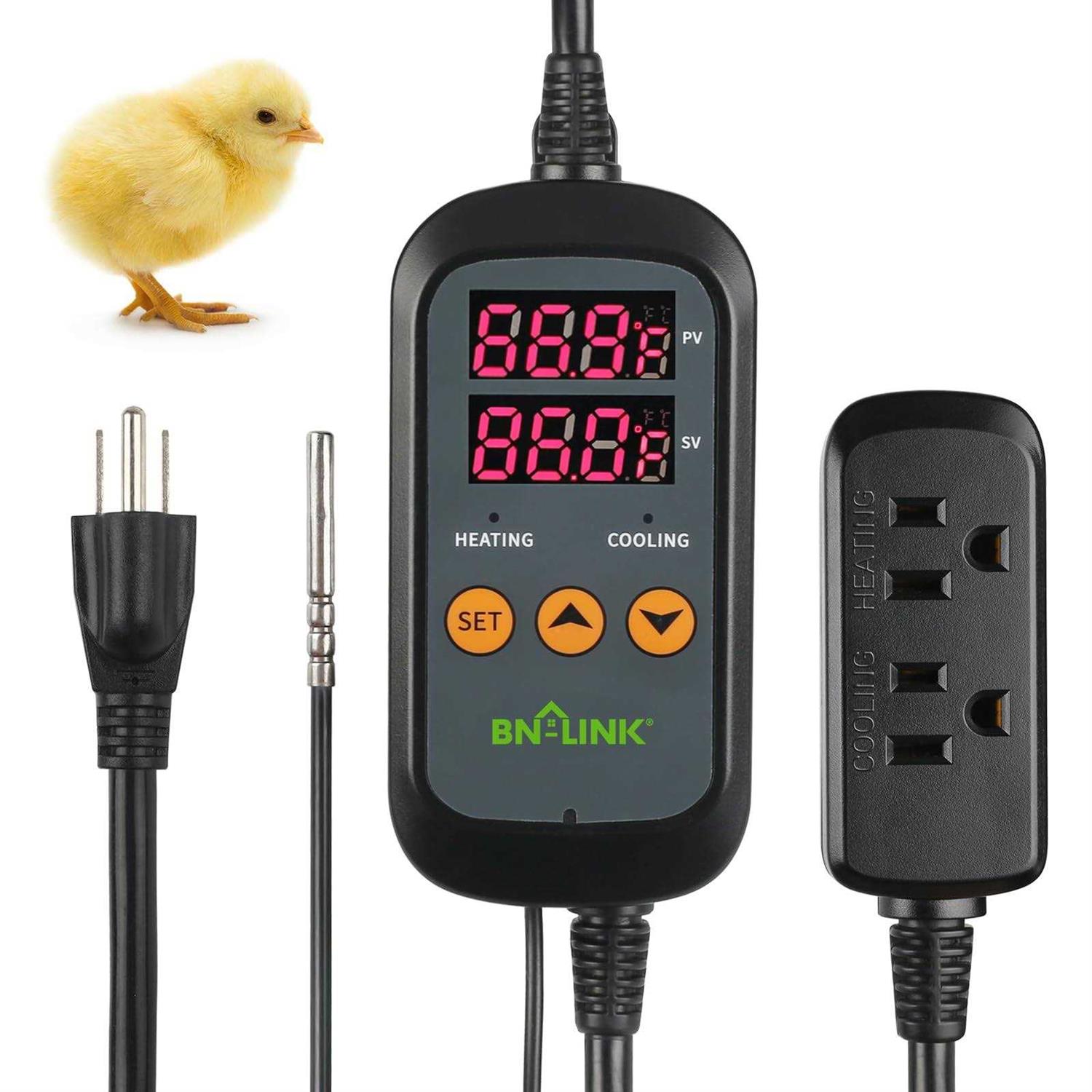 BN-LINK Digital Temperature Controller Heating Cooling 2-Stage Outlet Thermostat Controller Plug for Reptiles Aquarium Carboy Homebrew Breeding