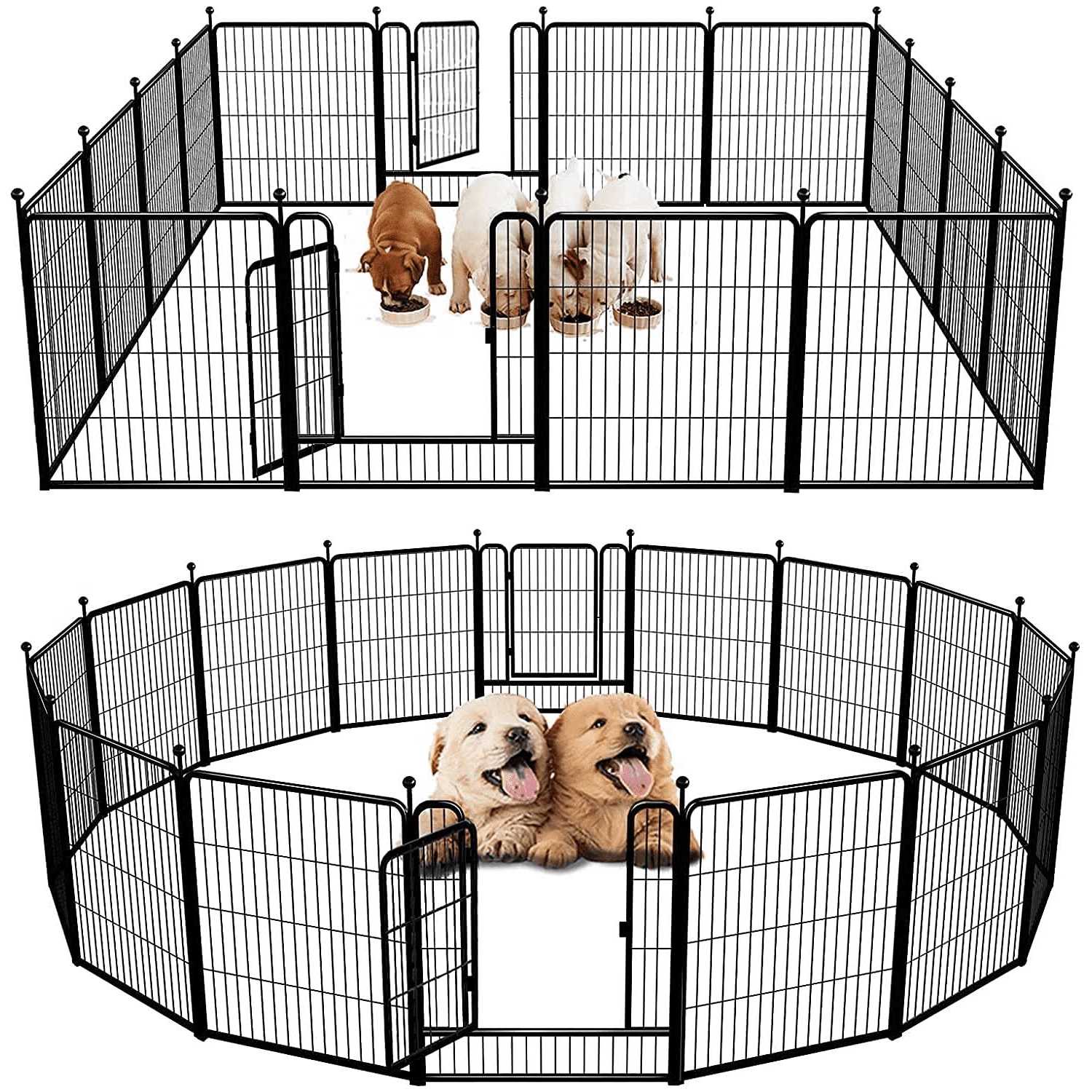 FXW Rollick Dog Playpen Outdoor,16 Panels 32 Height Dog Fence Exercise Pen with Doors for Large/Medium/Small Dogs