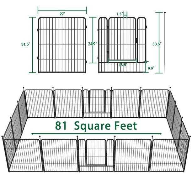 Alternative view of FXW Rollick Dog Playpen Outdoor,16 Panels 32 Height Dog Fence Exercise Pen with Doors for Large/Medium/Small Dogs