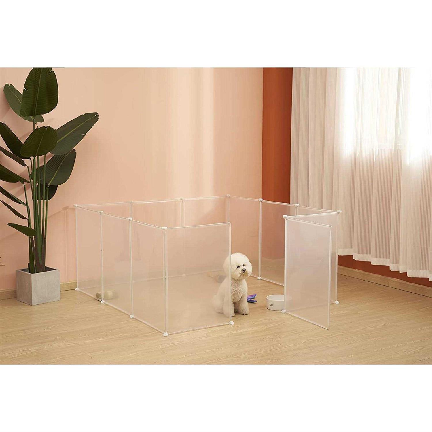 Allisandro 12 Grid Panel DIY Transparent Plastic Exercise Pet Playpen