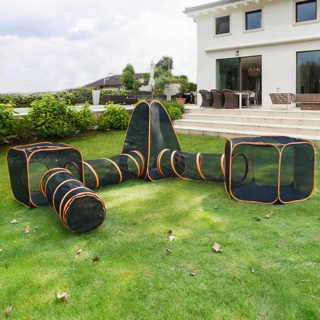 6-in-1 Tent Portable Playpen Enclosures with Tunnel for Cat Dog and Small Animals ColourTree