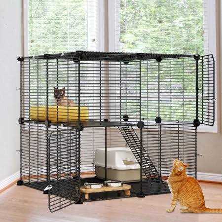 Dextrus 2-Tier Indoor Cat Cage Pet Playpen for Ferrets
