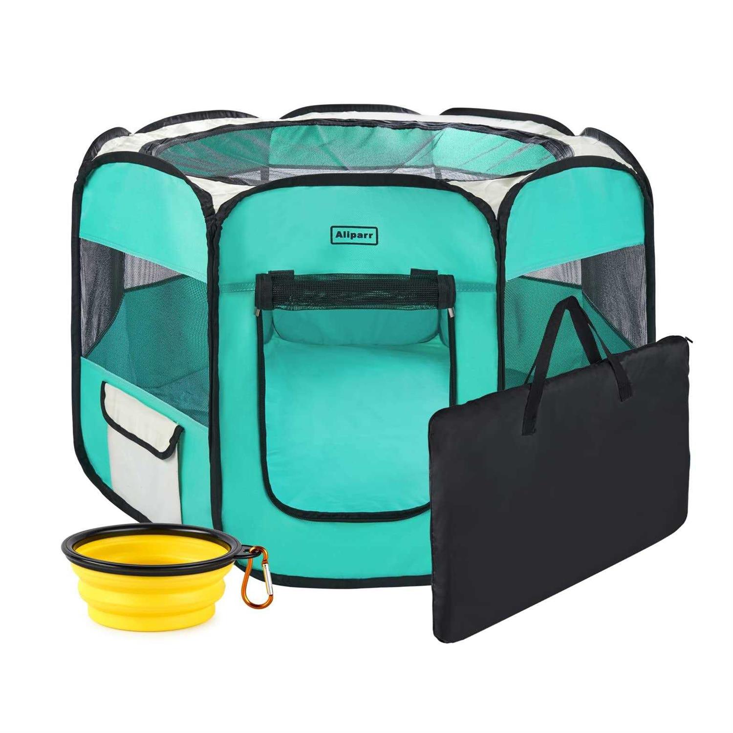 Aliparr Portable Pet Playpen,Dog Playpen Foldable Pet Exercise Pen Tents for Dogscatsrabbitspets,Cat Playpen Indooroutdoor Travel Camping Use