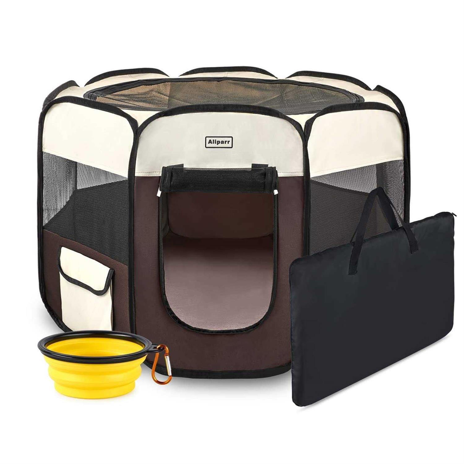 Aliparr Portable Pet Playpen,Dog Playpen Foldable Pet Exercise Pen Tents for Dogscatsrabbitspets,Cat Playpen Indooroutdoor Travel Camping Use