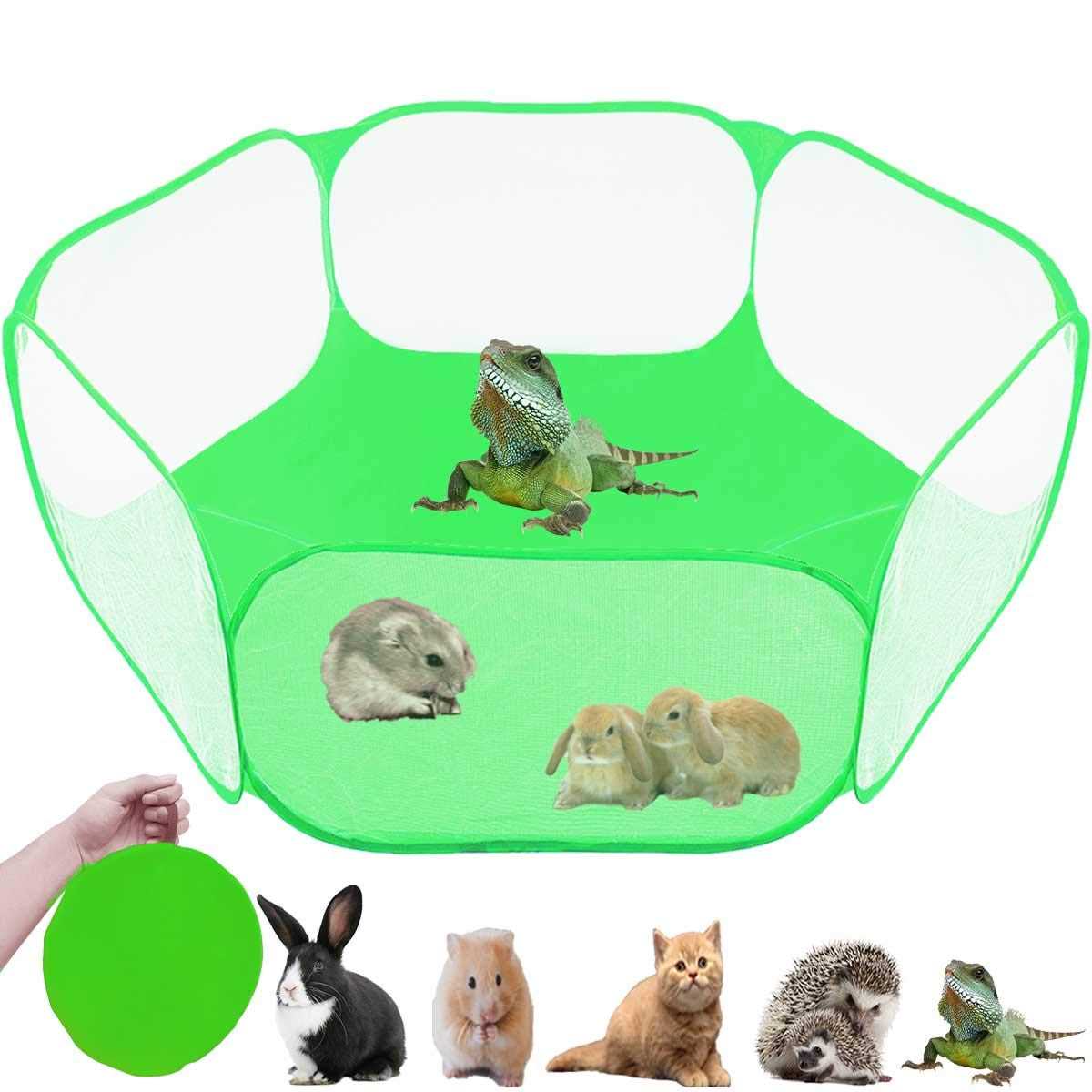 GABraden Small Animals Tent,Reptiles Cage,Breathable Transparent Pet Playpen Pop Open Outdoor/Indoor Exercise Fence,Portable Yard Fence