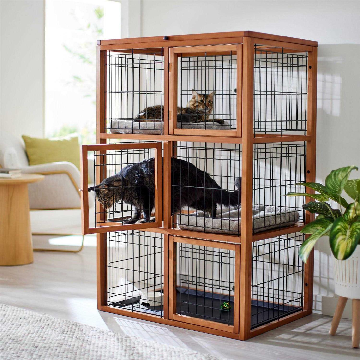 Frisco Collapsible Wood & Wire Cat Cage Playpen