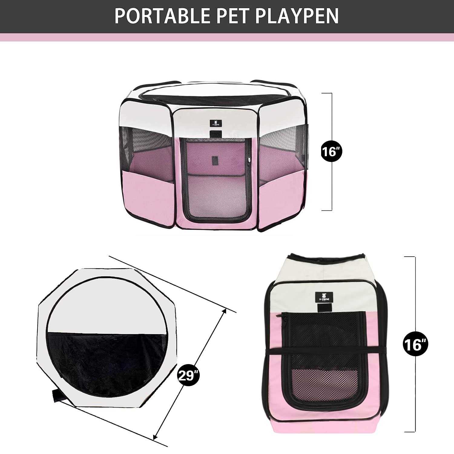 Alternative view of X-ZONE Pet Portable Foldable Pet Dog Cat Playpen Crates Kennel/Premium 600D Oxford Cloth,Removable Zipper Top, Indoor and Outdoor Use