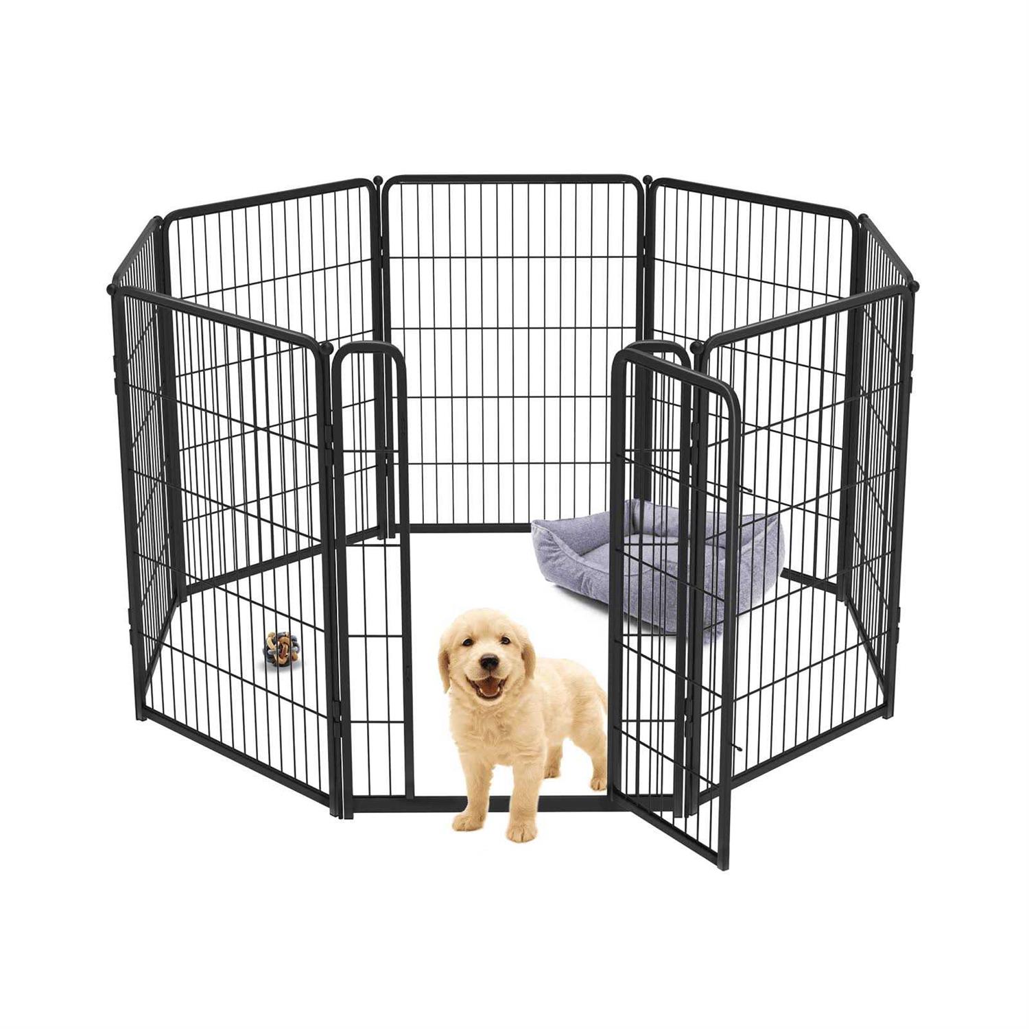 Fxw HomePlus Dog Playpen Indoor Panels 24 inch Height Dog Fence Exercise Pen for small Dogs, inside Pet Puppy Playpen with Silicone Foot Pads and