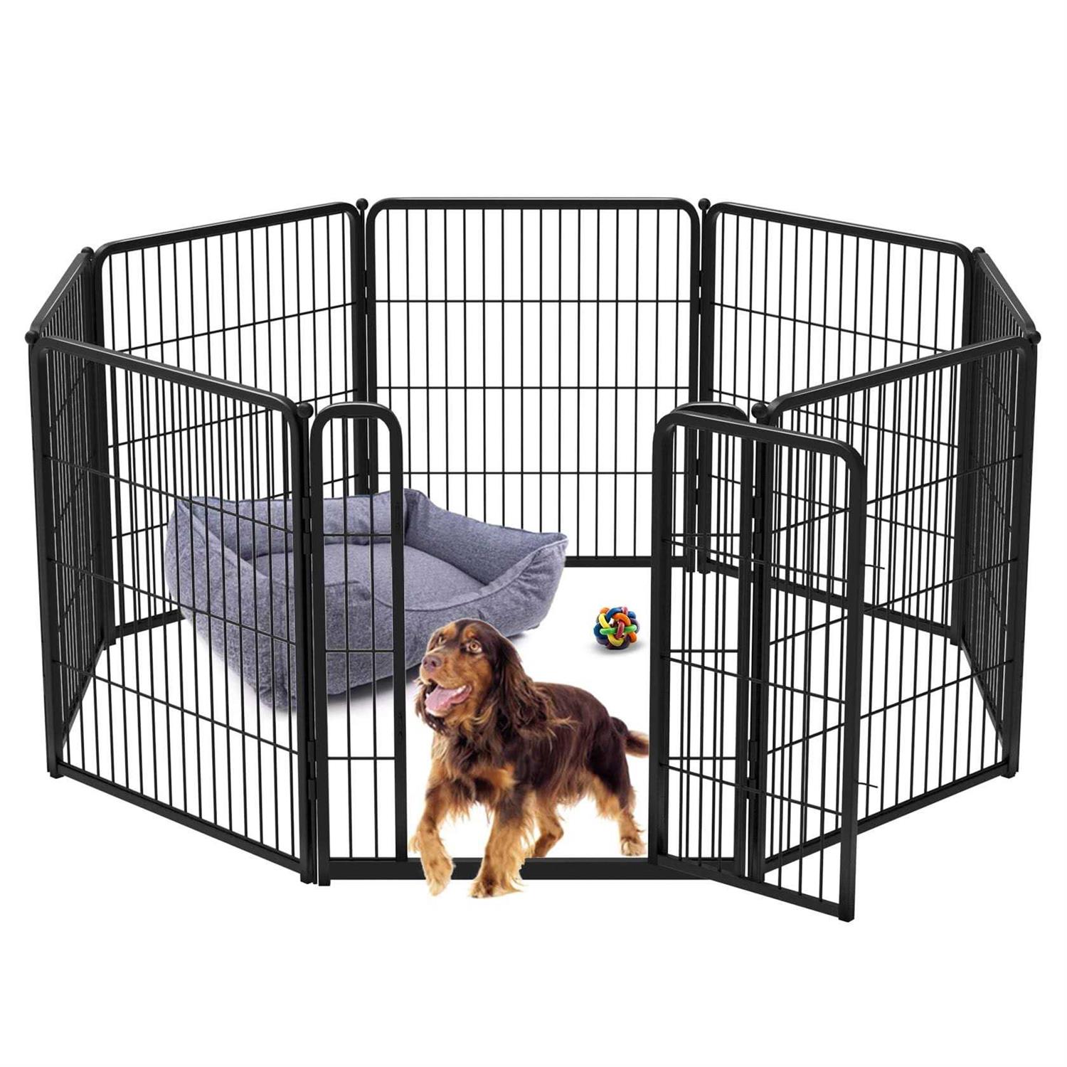 Fxw HomePlus Dog Playpen Indoor Panels 24 inch Height Dog Fence Exercise Pen for small Dogs, inside Pet Puppy Playpen with Silicone Foot Pads and