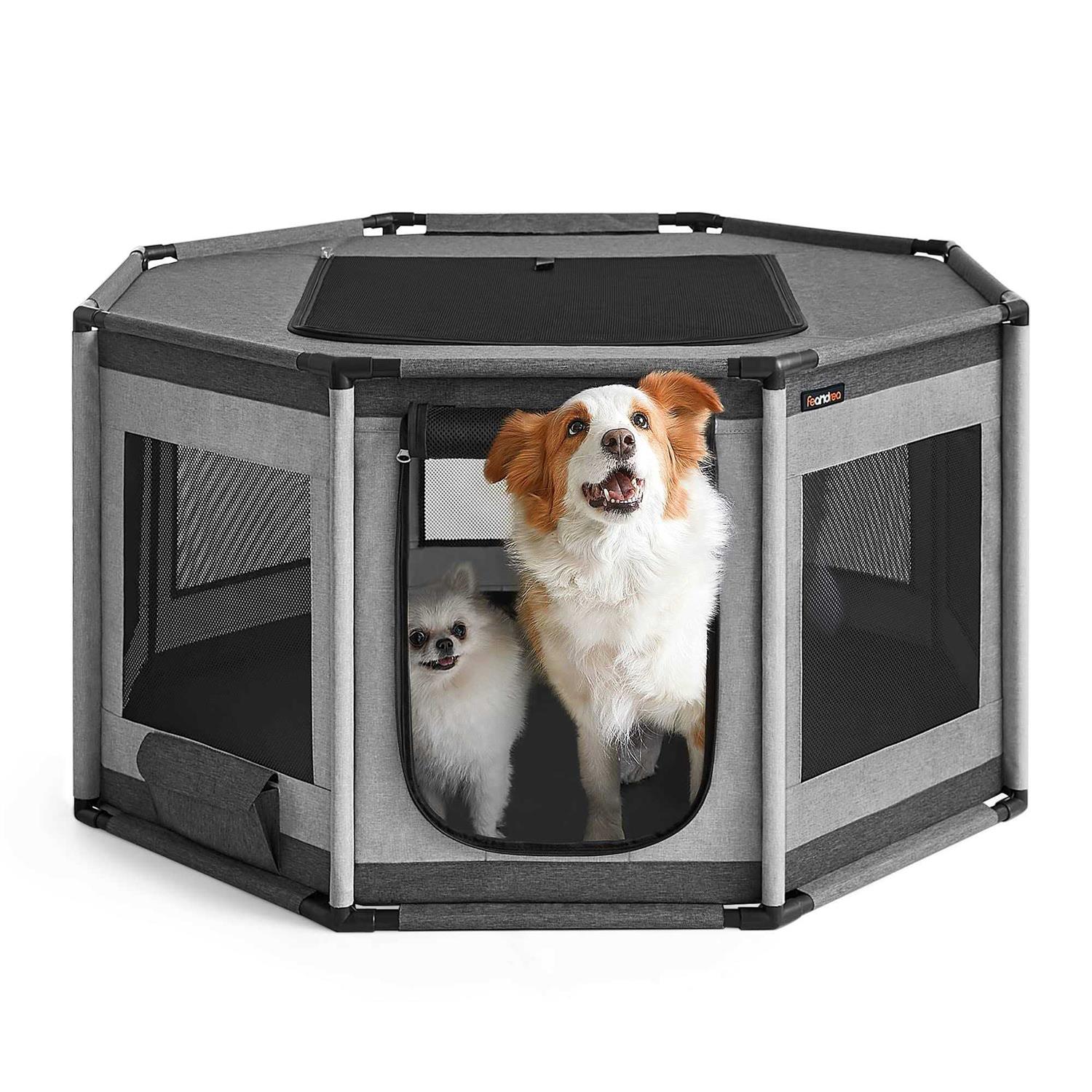 Feandrea Dog Playpen Oxford Fabric Dog Fence Octagon Dog Crate