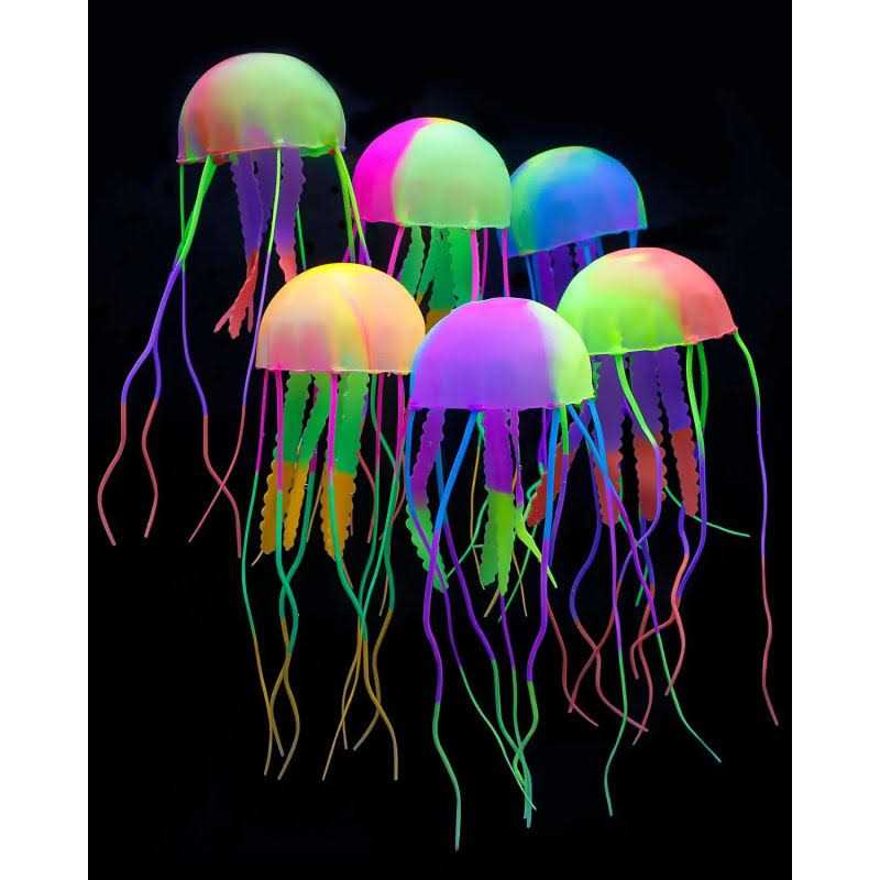 Uniclife 6 Pcs Glowing Jellyfish Ornament Decoration for Aquarium Fish Tank