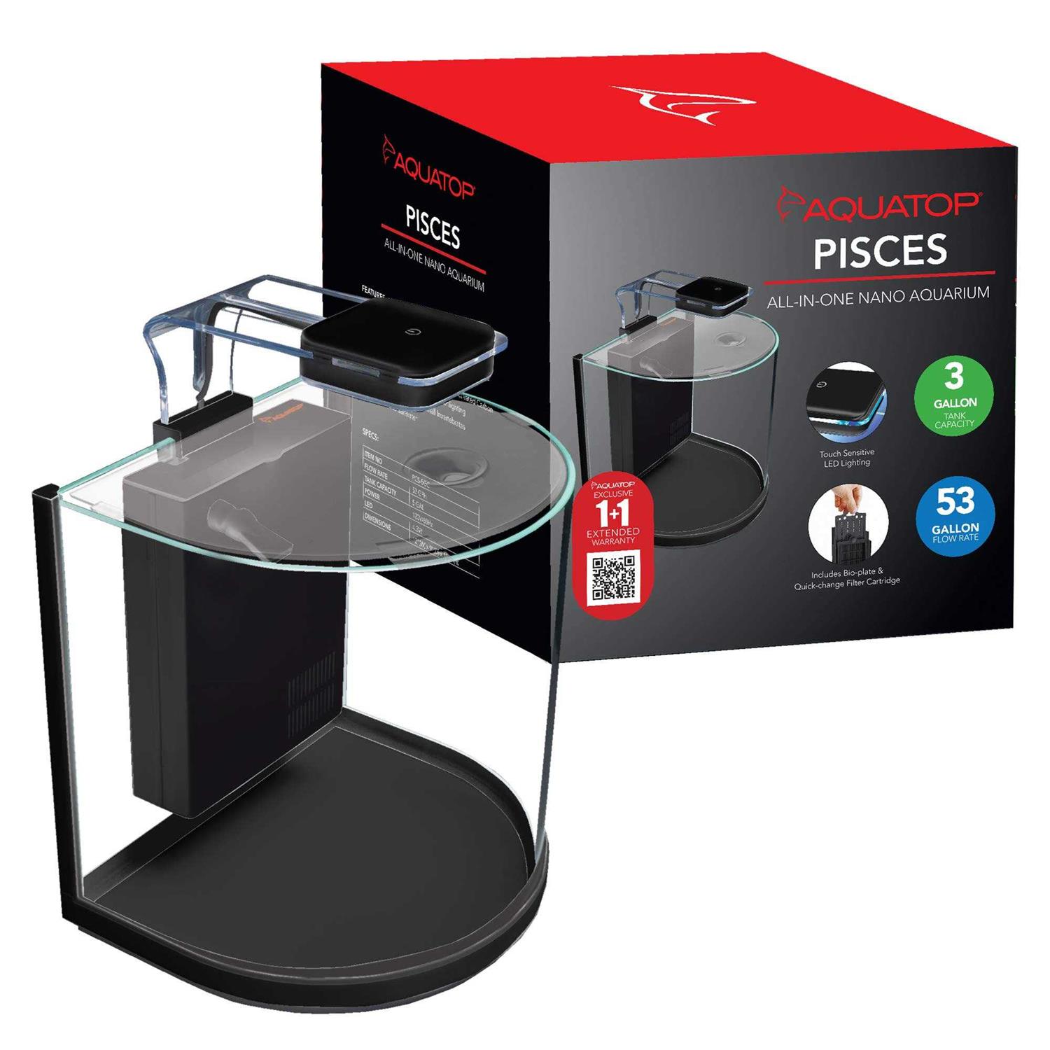 Aquatop Pisces Nano Bowfront Glass Aquarium