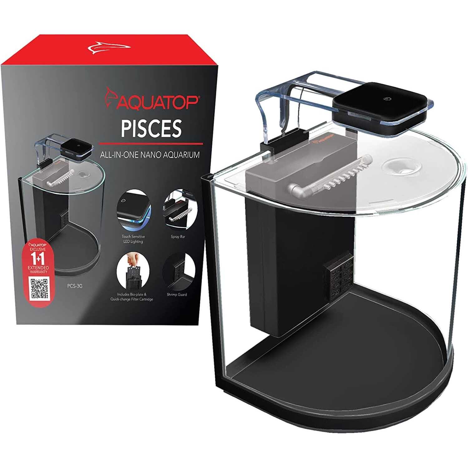 Alternative view of Aquatop Pisces Nano Bowfront Glass Aquarium