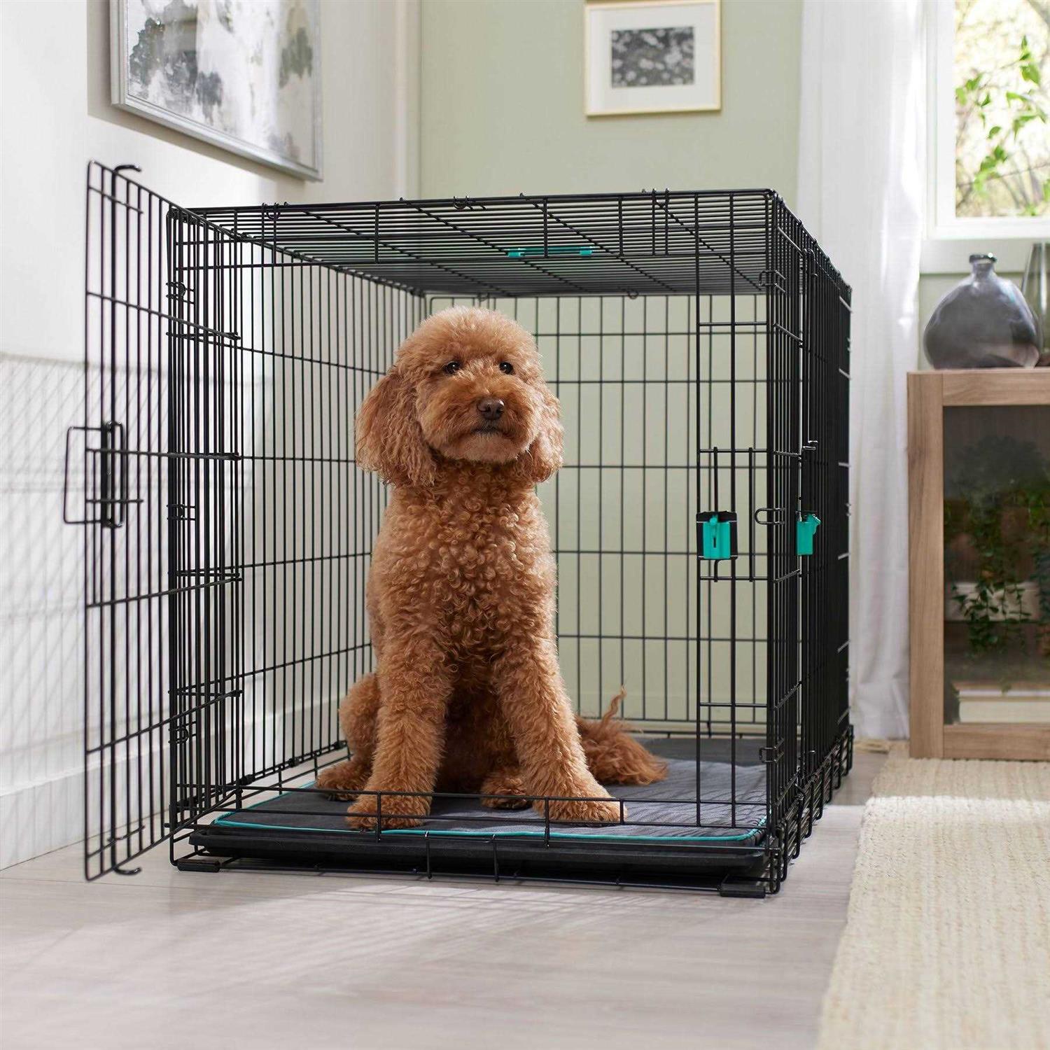 Frisco Enhanced Lock Double Door Fold Carry Wire Dog Crate Mat Kit