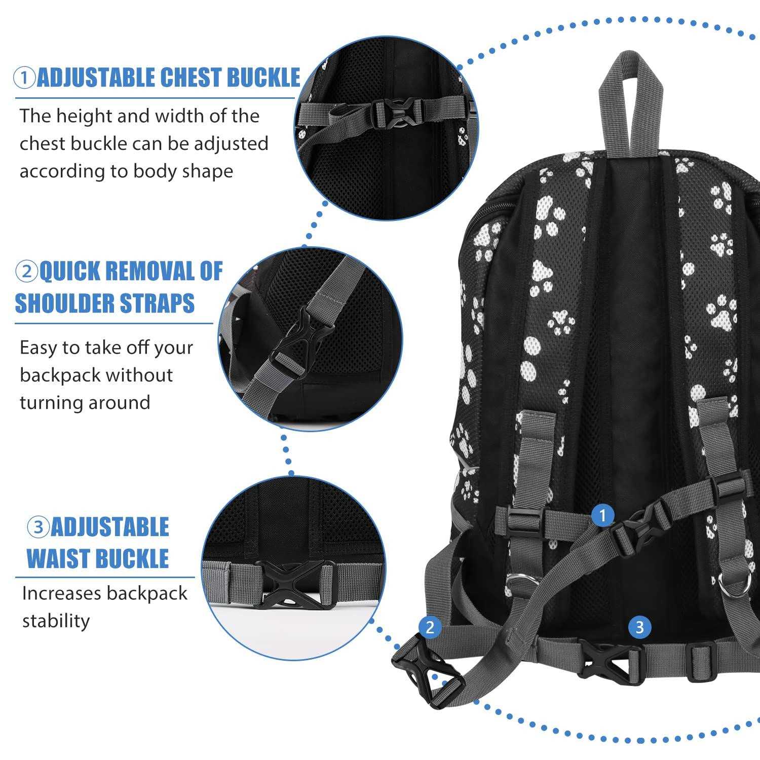 Alternative view of YESLAU Dog Backpack Carrier Pet Carrier for Small Medium Dogs Travel Bag Front Pack Breathable Adjustable with Safety Reflective Strips for Hiking