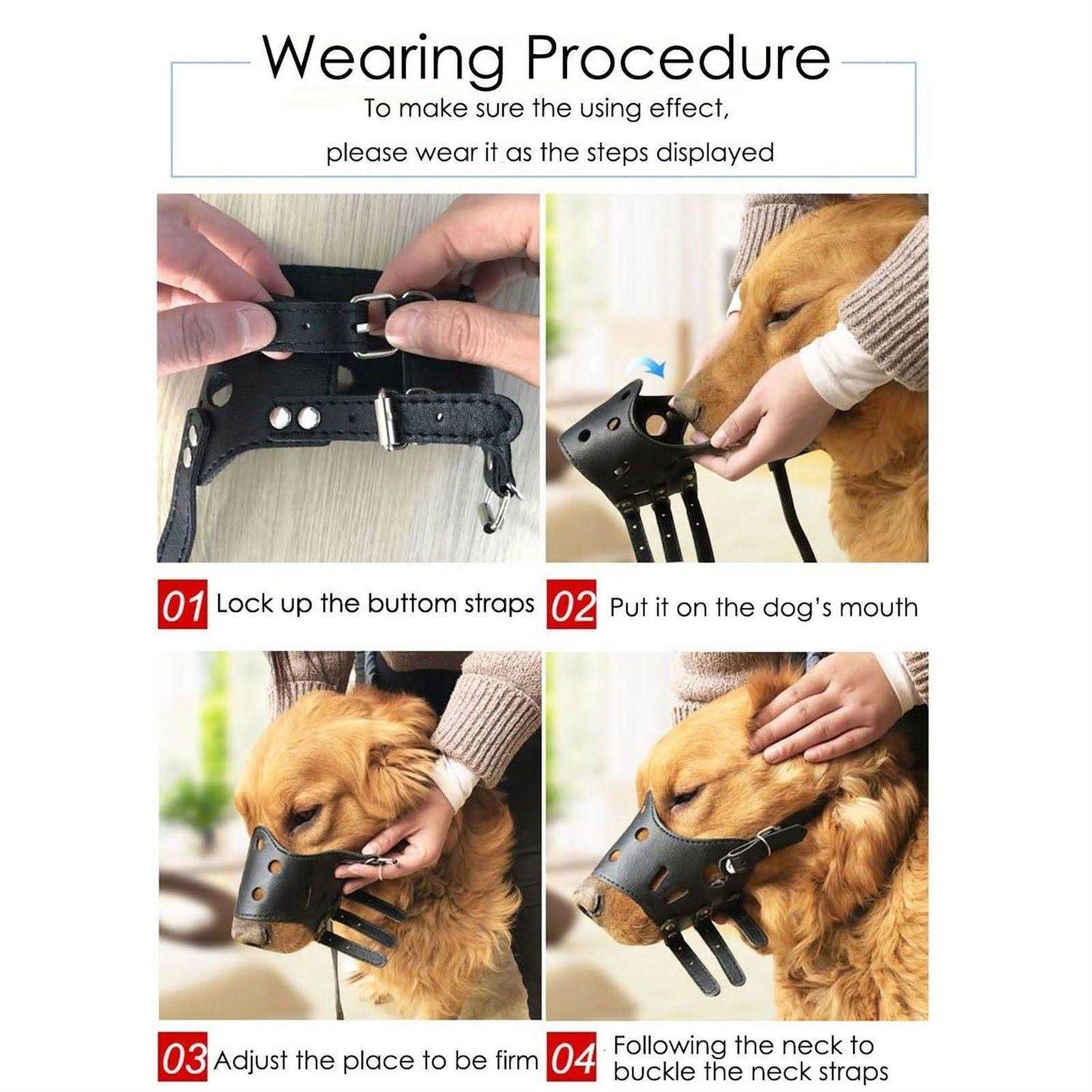 Alternative view of Barkless Dog Muzzle Leather, Comfort Secure Anti-Barking Muzzles For Dog, Breathable And Adjustable, Allows And Eating