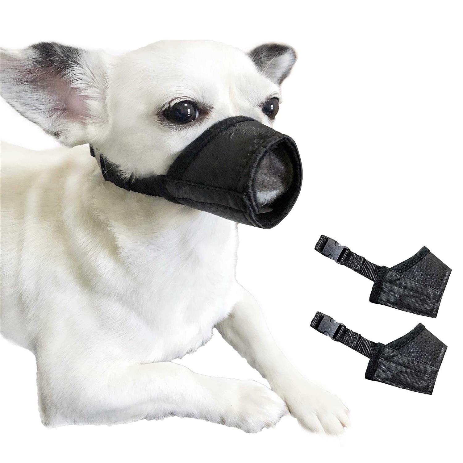 MoiiLavin Dog Muzzle XS Soft Air Mesh for Small Dogs with Long Snout Quick Fit for Grooming Adjustable Prevent from Biting Barking and