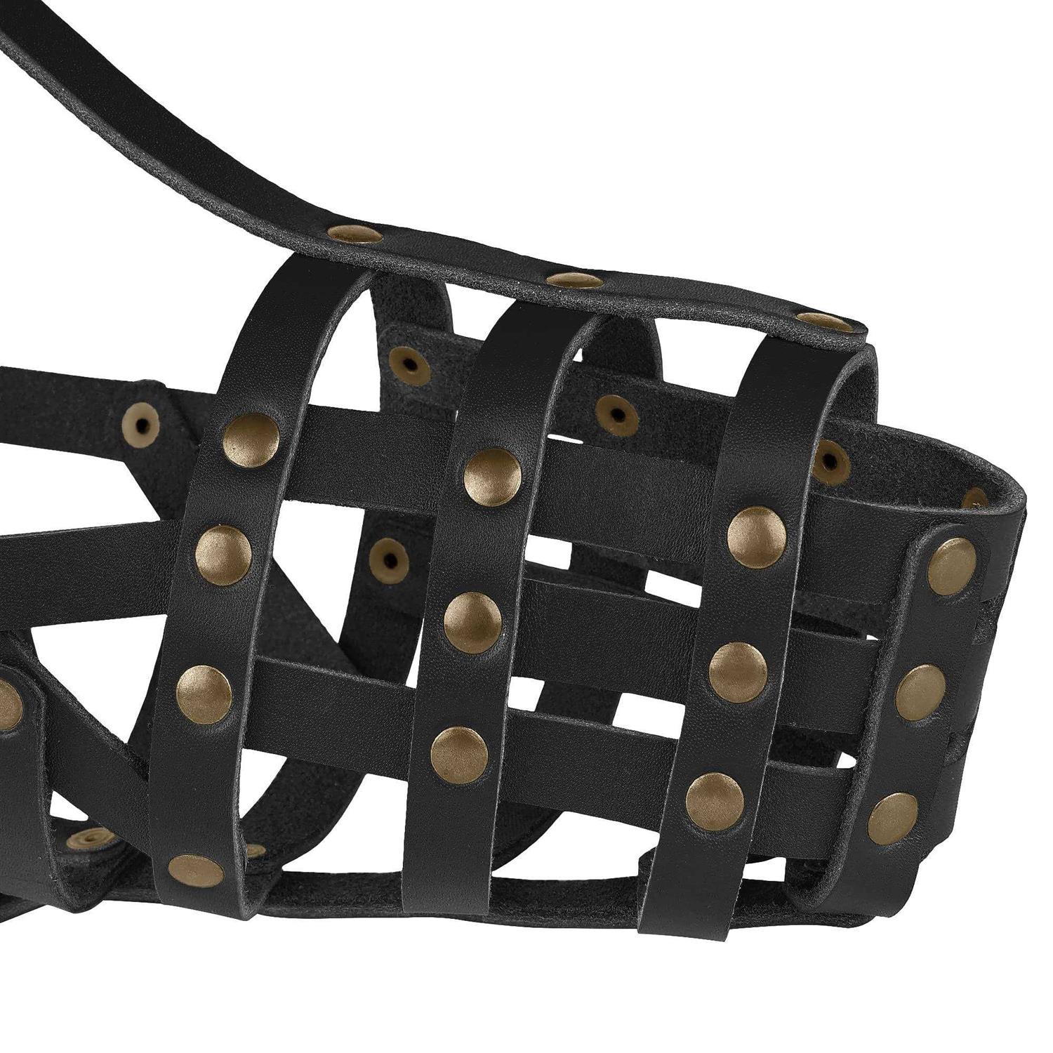 Alternative view of MUROM Leather Dog Muzzle German Shepherd Adjustable Breathable Doberman Dalmatian Setter Basket Medium Large Breeds Black Brown Red Gr