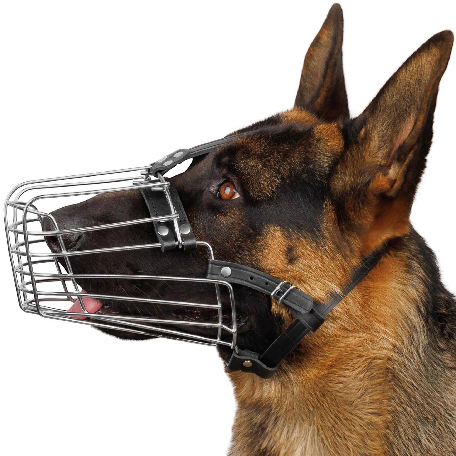 BRONZEDOG Dog Muzzle Wire Basket German Shepherd Metal Mask for Medium Large Dogs