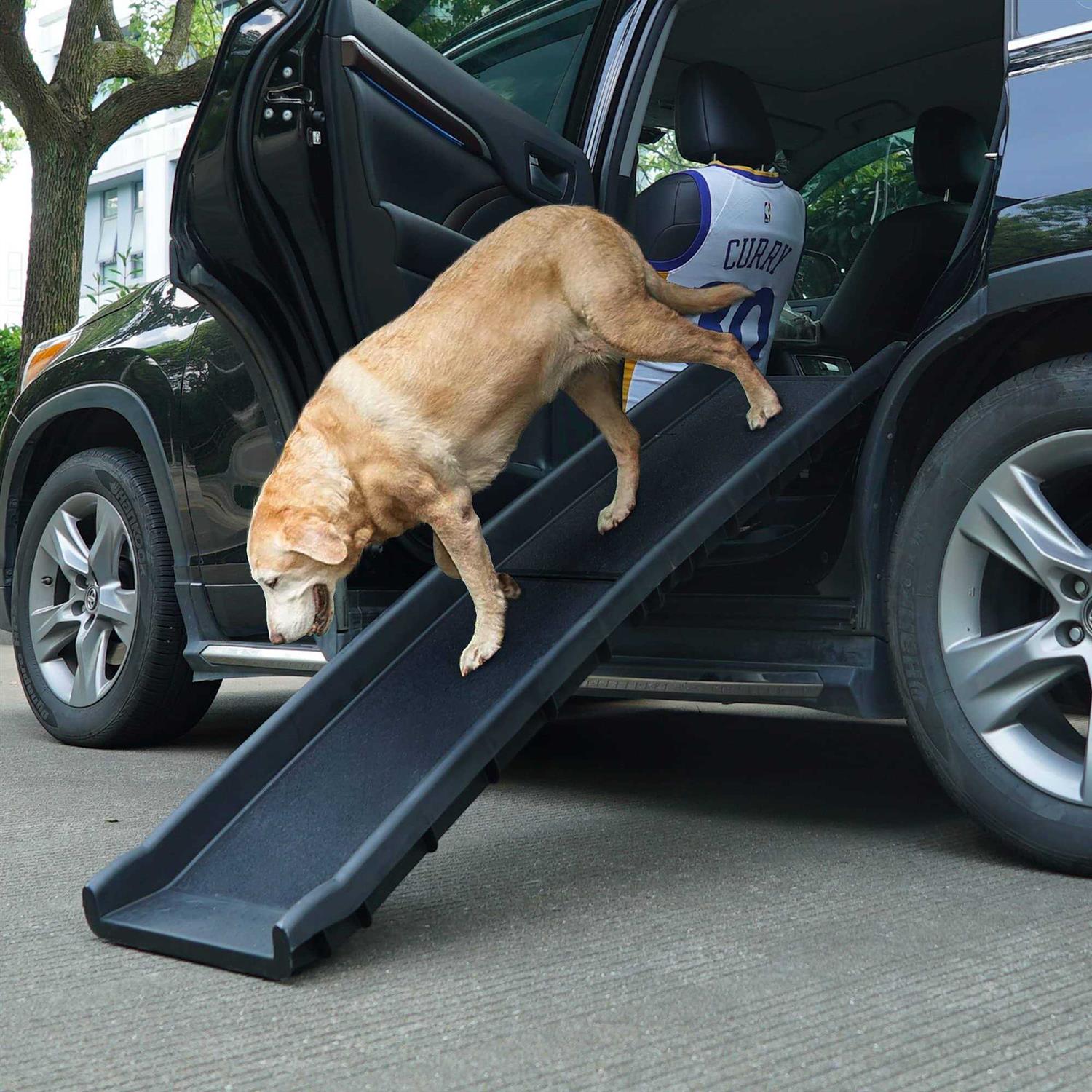 Alternative view of Sandinrayli Folding Pet Dog Ramp SUV/Car 62 L Ladder Stairs for Puppy Old Dogs Arthritis Joint Pain Portable Lightweight Dog/Cat Ramp