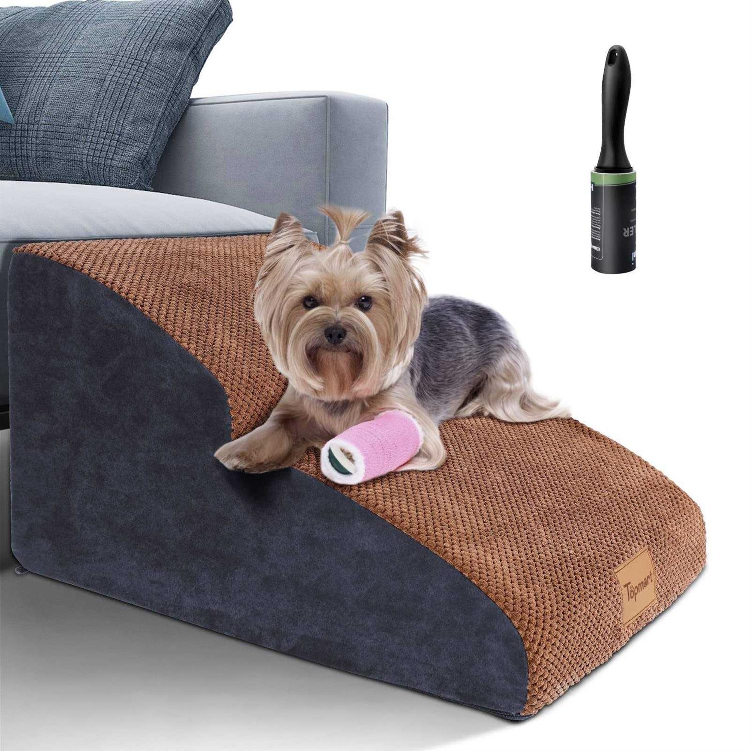 Topmart High Density Foam Dog Ramp&Steps 2 Tiers High,Non-Slip Dog Stairs,Soft Foam Dog Ladder Best for Dogs