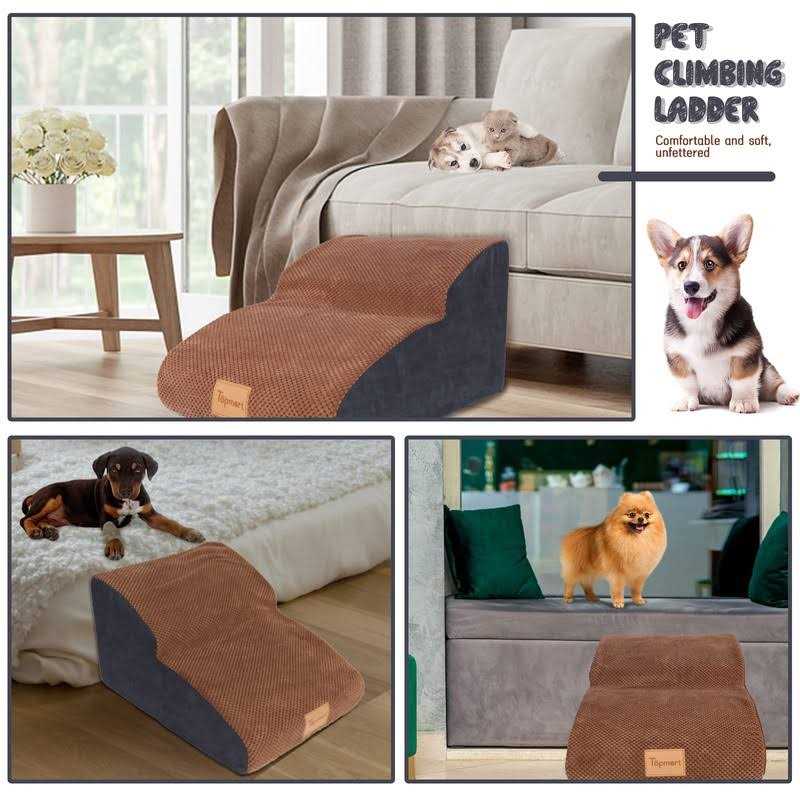 Alternative view of Topmart High Density Foam Dog Ramp&Steps 2 Tiers High,Non-Slip Dog Stairs,Soft Foam Dog Ladder Best for Dogs