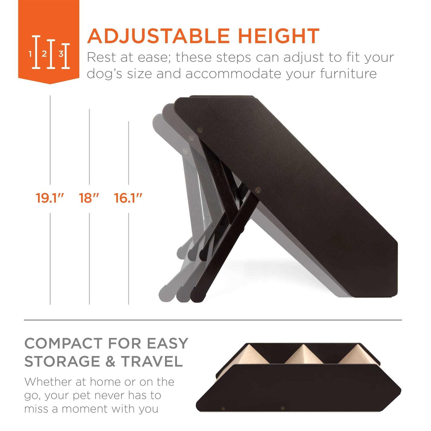 Alternative view of Best Choice Products Foldable Adjustable Wide Wooden Carpeted Pet Stairs for Injured