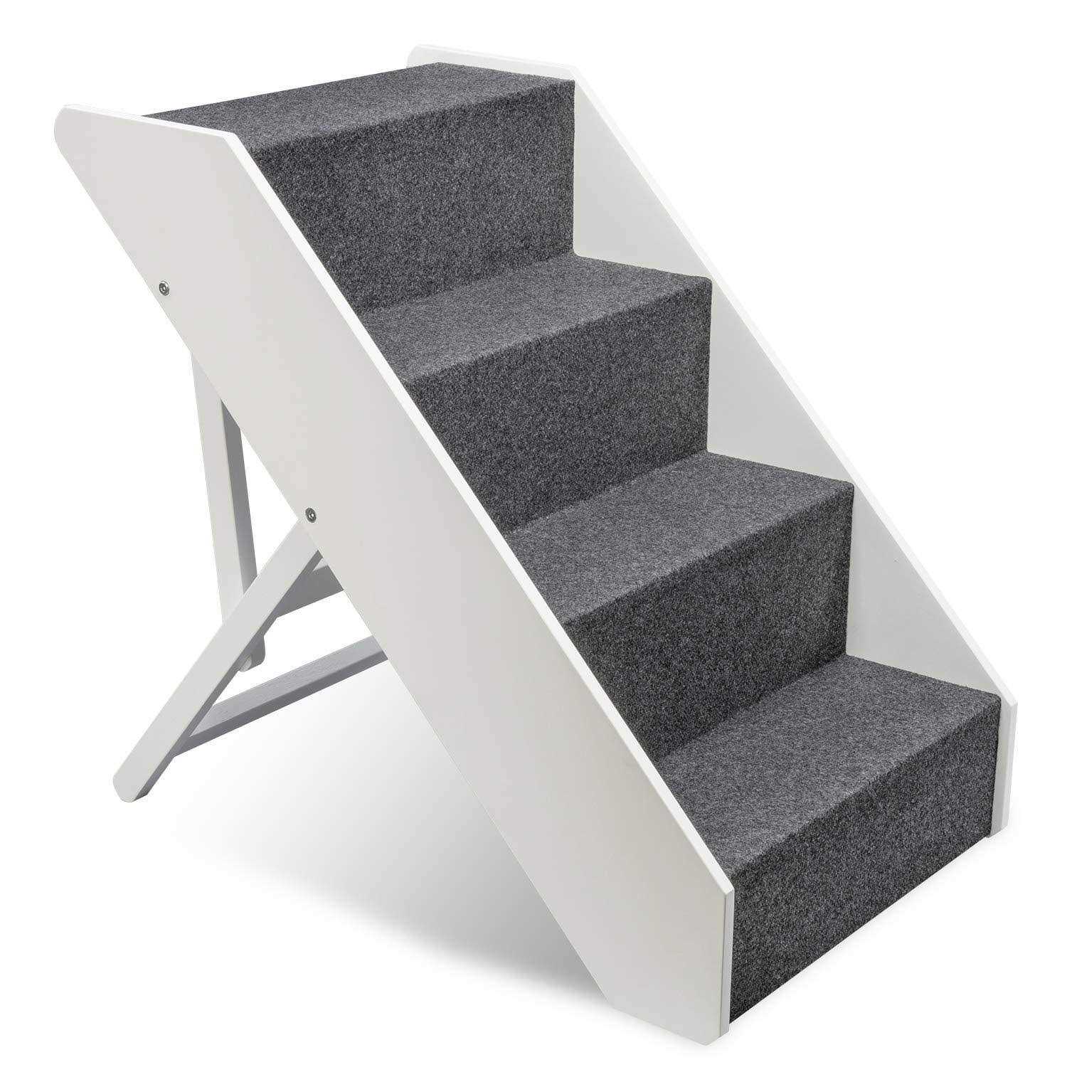 Arf Pets Wood Dog Stairs, Adjustment Wide Pet Steps for Cat and Dogs