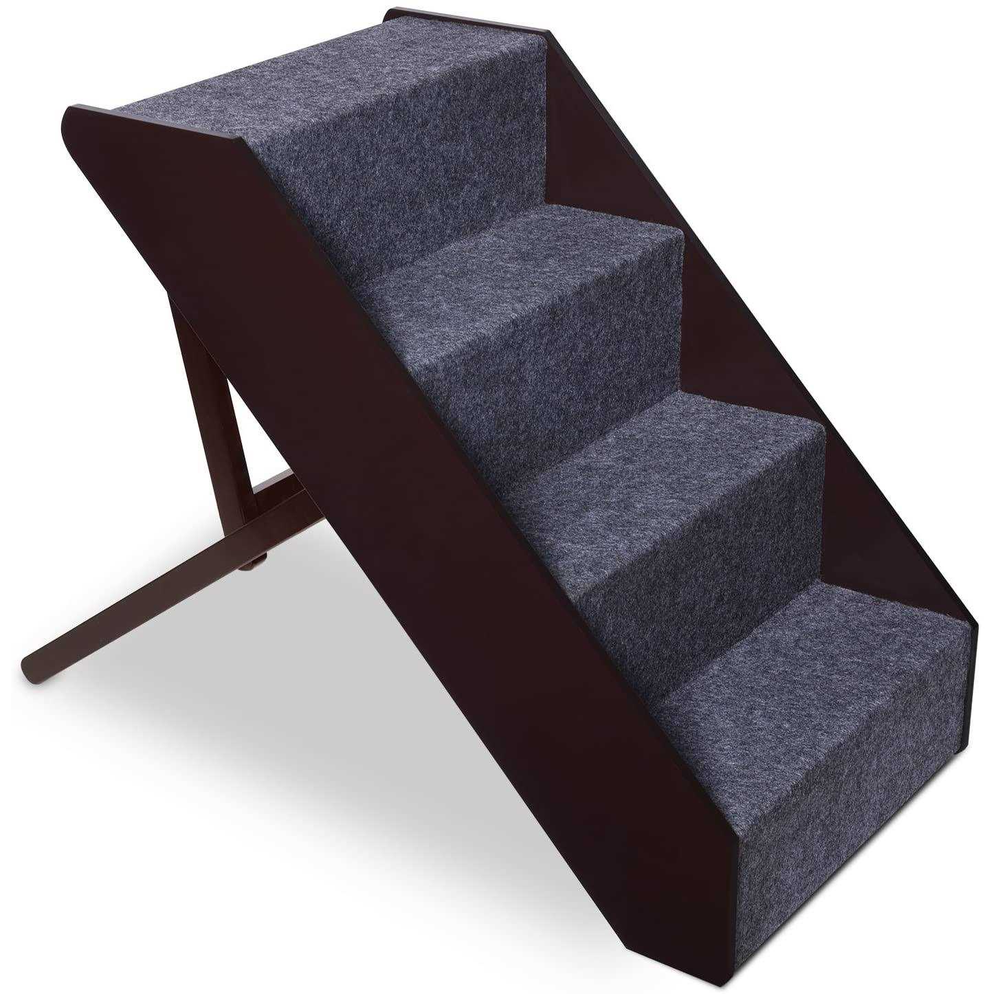 Arf Pets Wood Dog Stairs, Adjustment Wide Pet Steps for Cat and Dogs