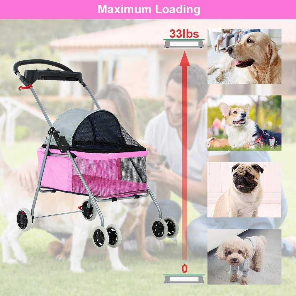 Alternative view of BestPet Pet Stroller 4 Wheels Posh Folding Waterproof Portable Travel Cat Dog Stroller with Cup Holder