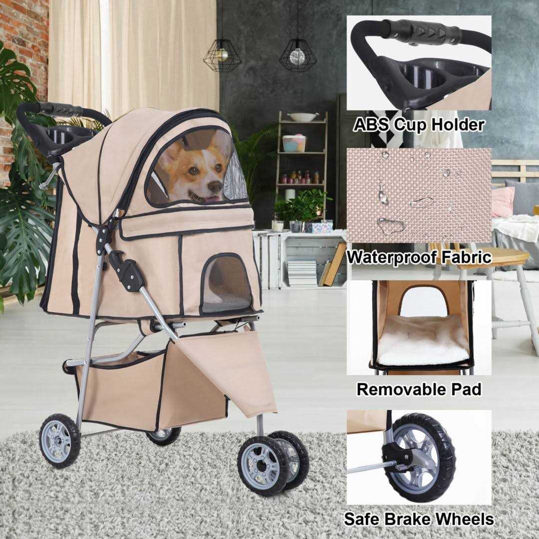 Alternative view of Bestpet Pet Stroller Cat Dog Cage Stroller Travel Folding Carrier