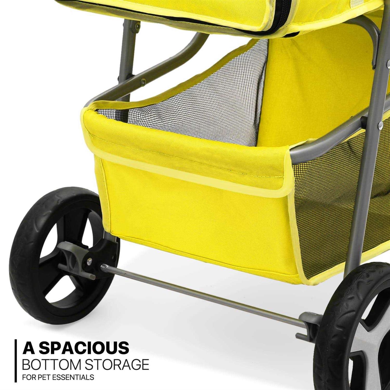 Alternative view of MoNiBloom Foldable Pet Stroller with Weather Cover, 3 Wheels Pet Small Dogs and Cats with Storage Basket and Cup Holder