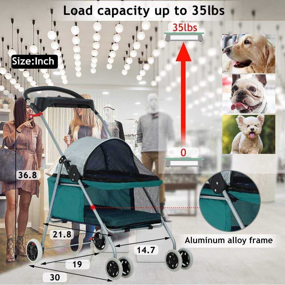 Alternative view of Dkeli Dog Stroller Folding Cat Stroller Pet Strollers for Small Dogs & Cats with Cup Holder