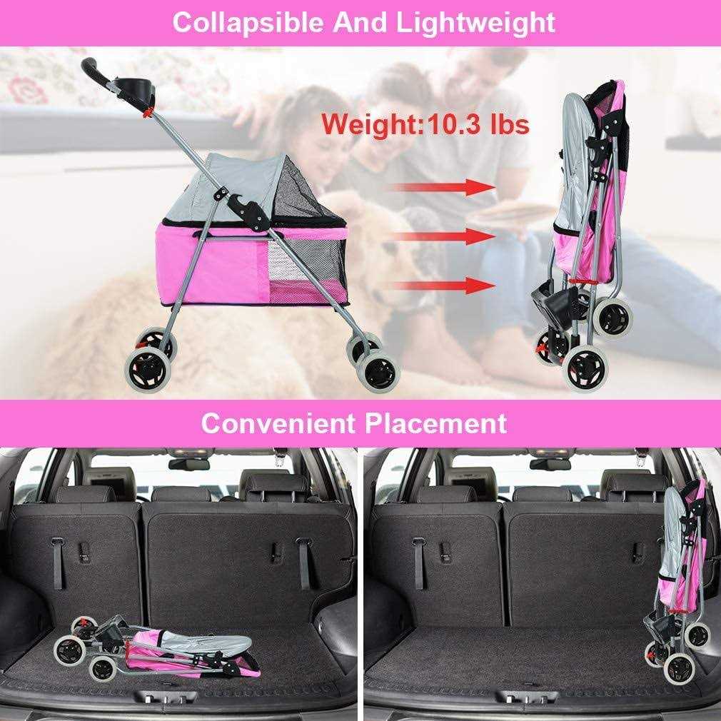 Alternative view of Dkeli Dog Stroller Folding Cat Stroller Pet Strollers for Small Dogs & Cats with Cup Holder