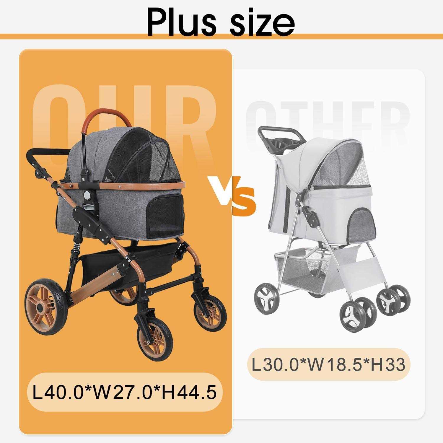 Alternative view of BestPet Pet Stroller Premium 3-in-1 Multifunction 4 Wheels Dog Cat Stroller for Large Medium Dogs Cats Aluminium Frame Folding Lightweight Travel