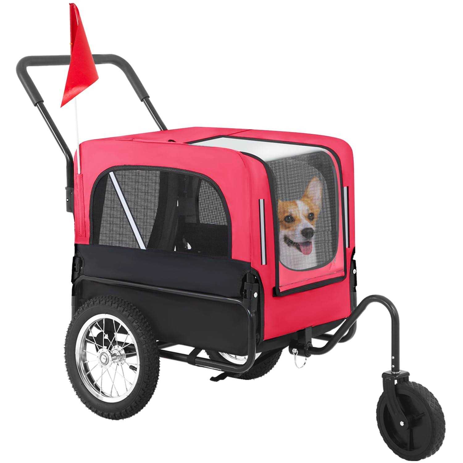 BestPet dog Stroller 2-in-1dog bike trailer pet Stroller bicycle trailer jogger pet dog carrier cart