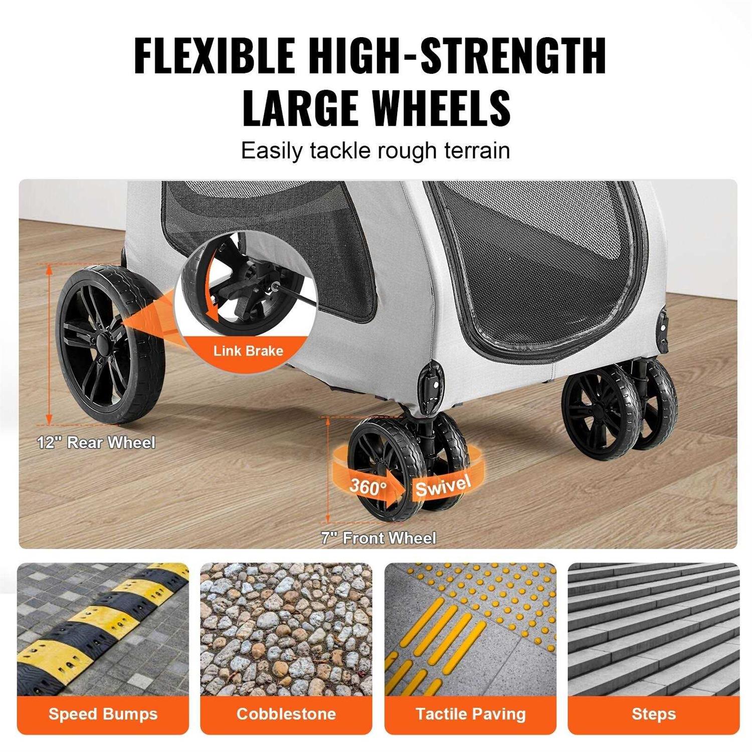 Alternative view of VEVOR Pet Stroller 4 Wheels Dog Stroller Rotate with Brakes