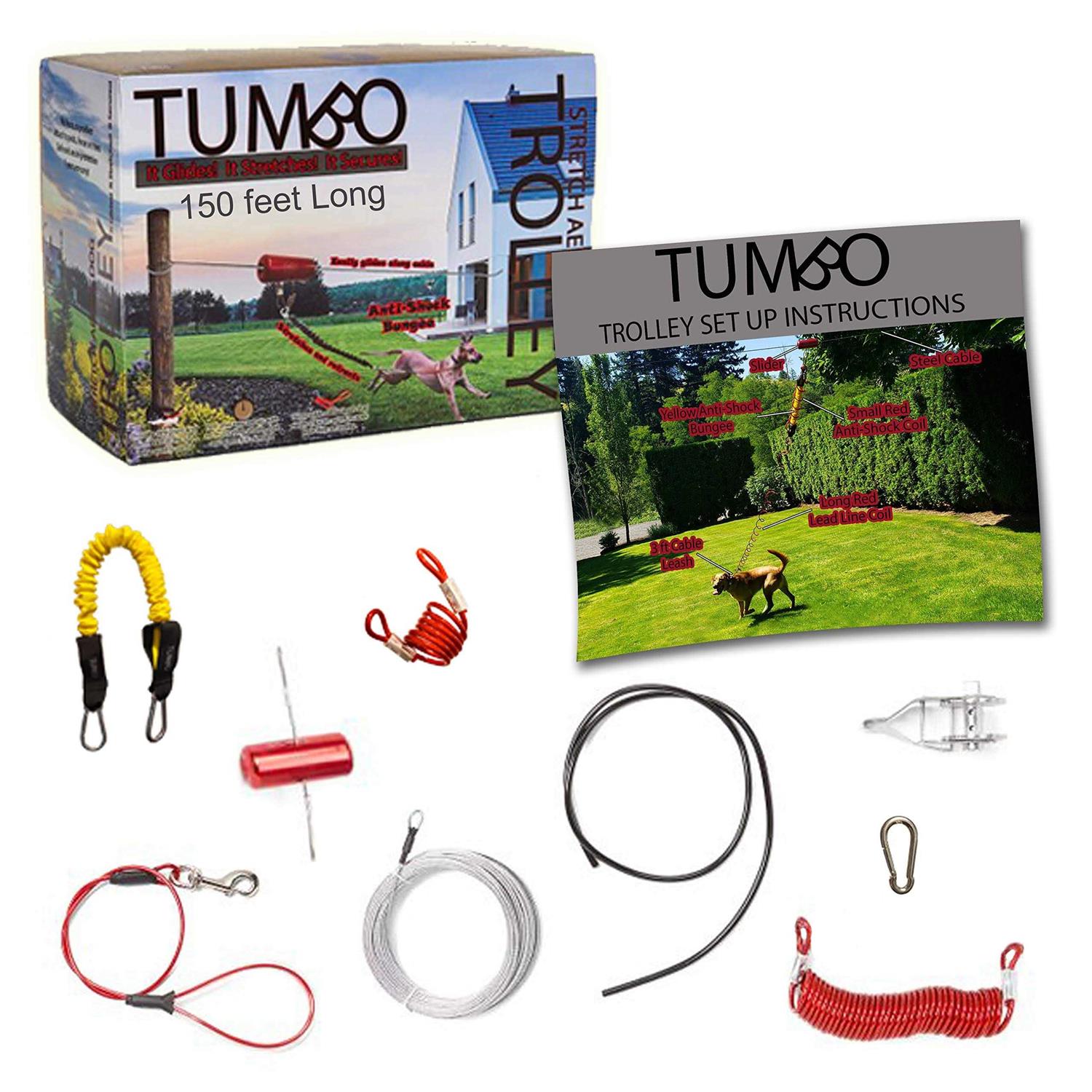 Alternative view of Tumbo Trolley Anti-Shock Aerial Dog Runner for Yard Small and Large Dog