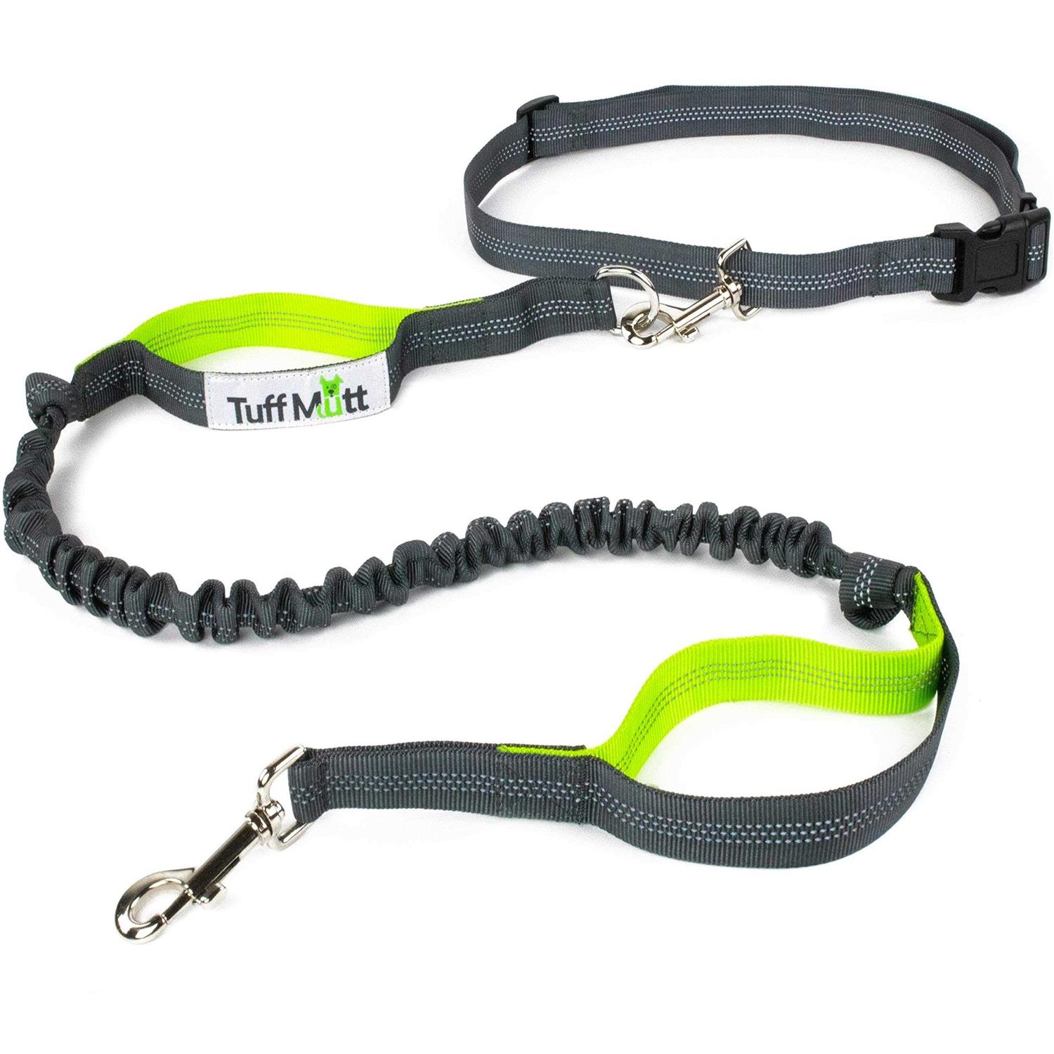 Tuff Mutt Hands Free Dog Leash for Running Walking Hiking Durable Dual-Handle Bungee Leash