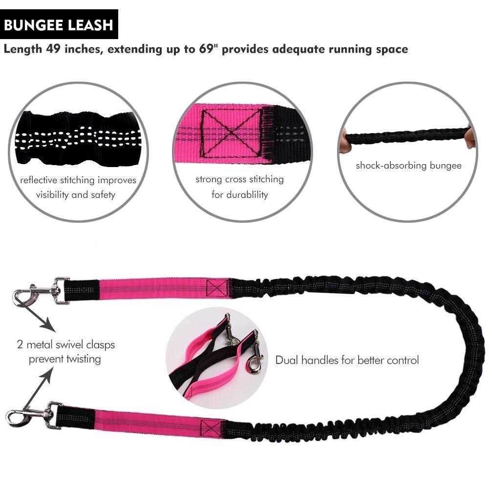 Alternative view of Hands Free Dog Leash for Running Walking Training Hiking Dual-Handle Reflective Bungee