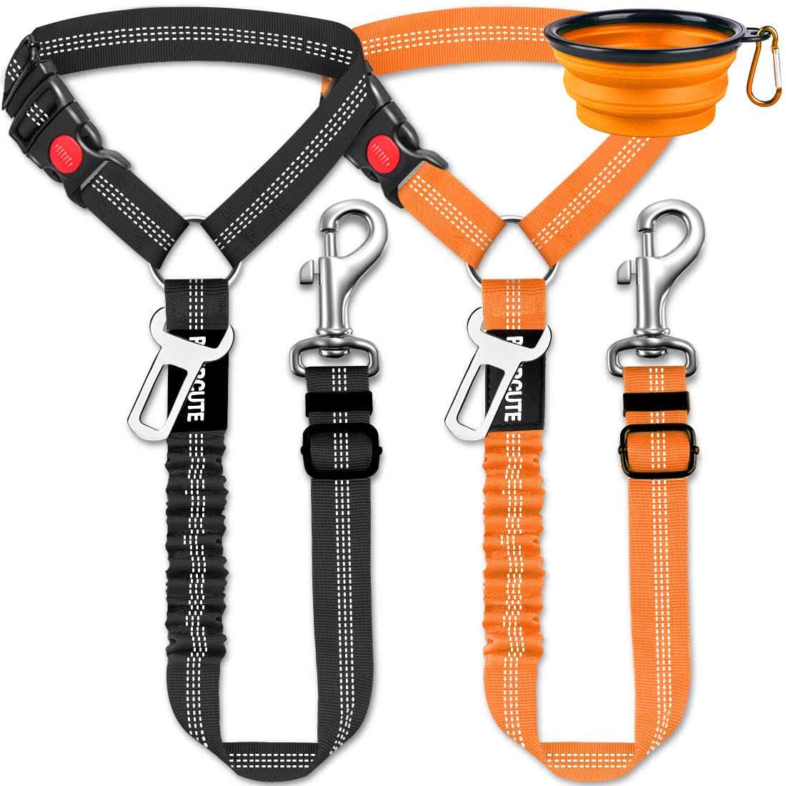 Paercute 3 Piece Set Dog Car Seat Belt Headrest Restraint Adjustable with Elastic Bungee Buffer Durable Headrest Pet Seat Belt Dog Car Sa