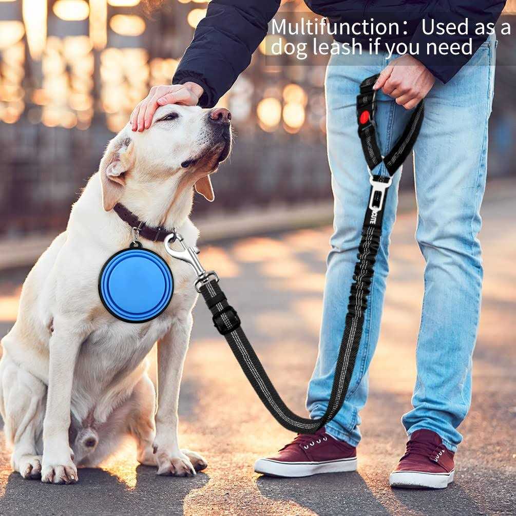 Alternative view of Paercute 3 Piece Set Dog Car Seat Belt Headrest Restraint Adjustable with Elastic Bungee Buffer Durable Headrest Pet Seat Belt Dog Car Sa