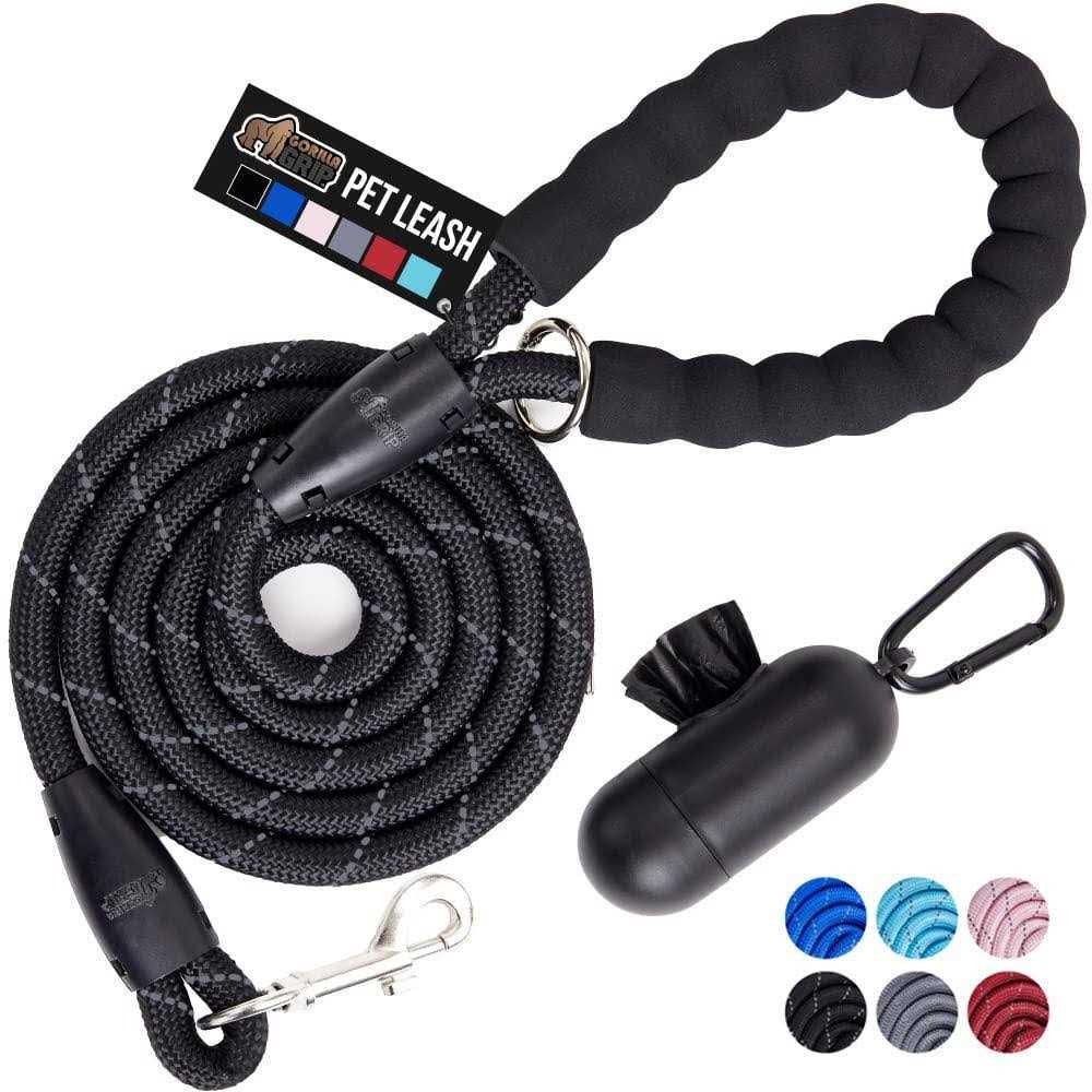 Gorilla Grip Heavy Duty Dog Leash Soft Handle Strong Reflective Rope for Night Walking