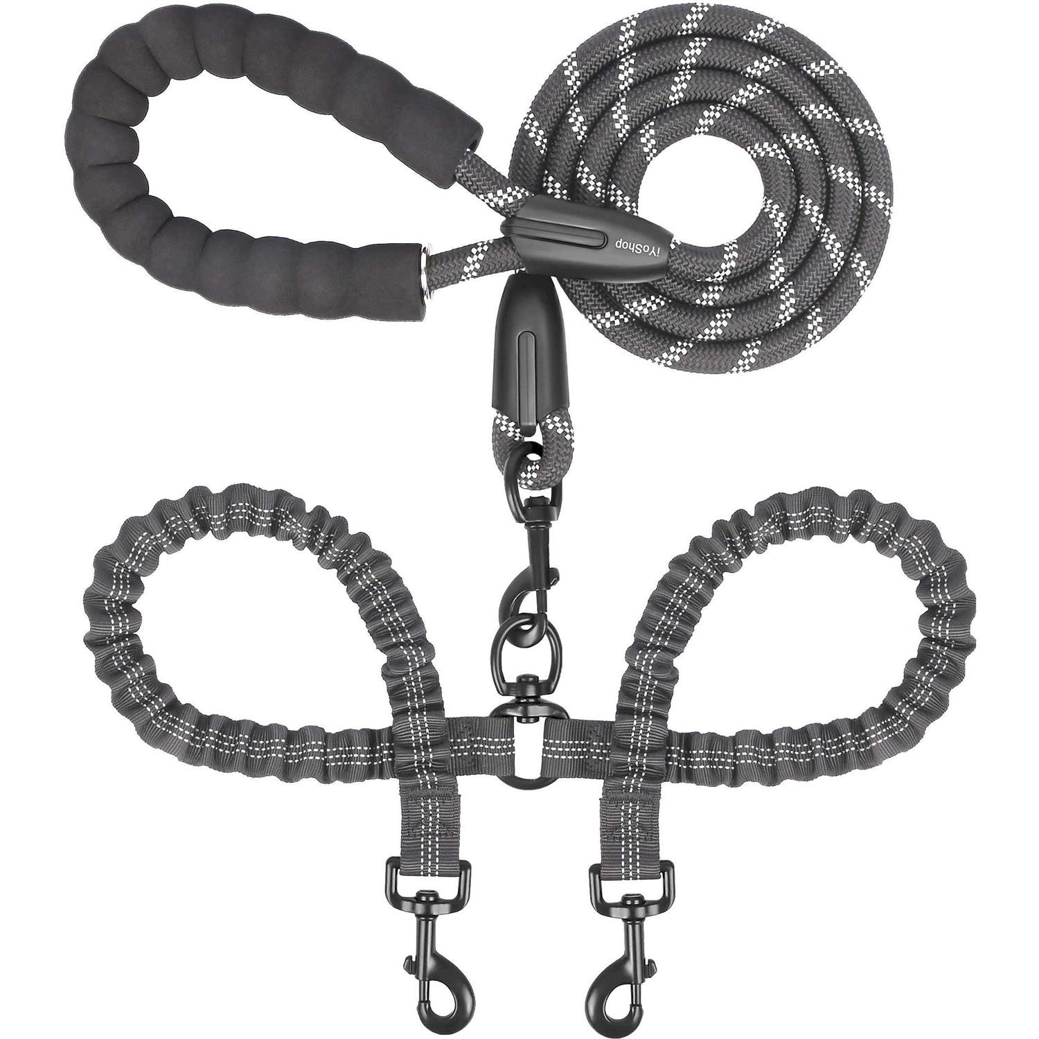 iYoShop Double Dog Leash 360 Swivel No Tangle Dual Dog Walking Leash